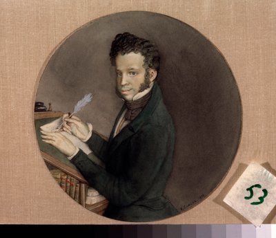 Retrato del escritor Alexander Pushkin (Pushkin) (1799-1837). Obra de Konstantin (Constantin) Andreyevich Somov (1869-1939), acuarela sobre papel de Konstantin Andreevic Somov