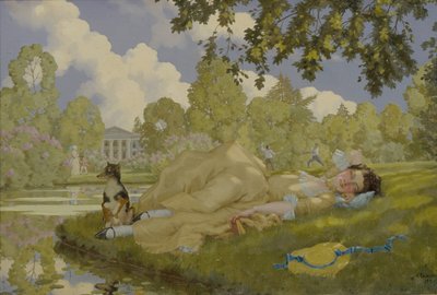 Mujer durmiendo en un parque, 1922 de Konstantin Andreevic Somov