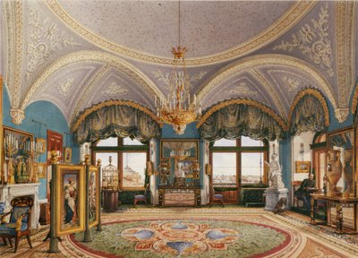 Interiores del Palacio de Invierno. El Salón de Esquina del Emperador Nicolás I, mediados del siglo XIX de Konstantin Andreyevich Ukhtomsky