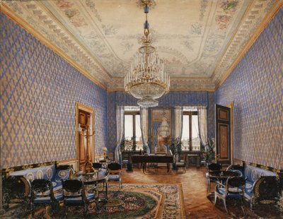 Interiores del Palacio de Invierno. El salón de la Gran Princesa María Nikolayevna, 1837 de Konstantin Andreyevich Ukhtomsky