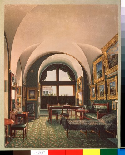 El pequeño estudio del emperador Nicolás I en el Palacio de Invierno de San Petersburgo - Obra Konstantin Andreyevich Ukhtomsky (Constantin Oukhtomsky) (1818 -1881), agua de Konstantin Andreyevich Ukhtomsky
