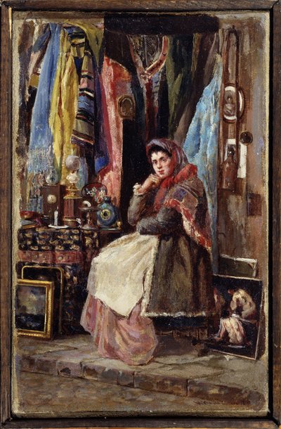 Boutique de curiosidades (Tienda de Curiosidades). Pintura de Konstantin Yegorovich Makovsky (Constantin Makovski) (1839-1915), huile sur toile. Arte ruso 19e siecle. Museo de Arte M. Tuganov de Osetia del Norte, Vladikavkaz (Vladicaucaze) (ruso). de Konstantin Egorovich Makovsky