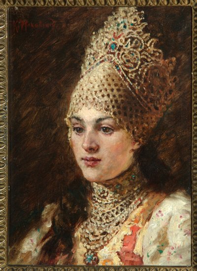 Femme boyard (boiard, boiar) - Peinture de Konstantin Yegorovich Makovsky (Constantin Makovski) (1839-1915), huile sur toile, vers 1890 - (Boyar
