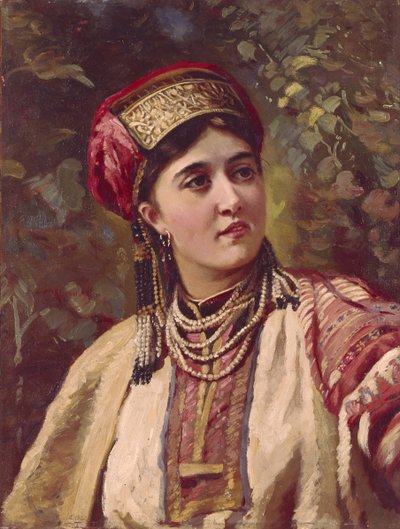 Niña con vestido tradicional de Konstantin Egorovich Makovsky