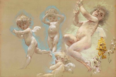 Putti. Decoración interior de la mansión del Barón von Dervis en San Petersburgo de Konstantin Egorovich Makovsky