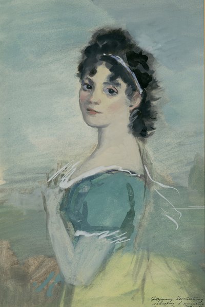 Natasha Rostova. Ilustración para la novela Guerra y Paz de León Tolstói, 1944-1947 de Konstantin Ivanovich Rudakov