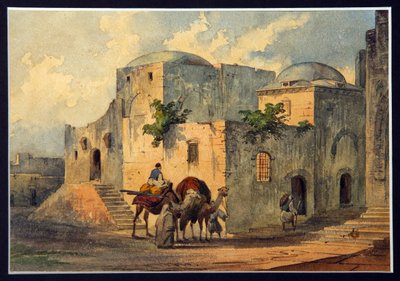 Vía Dolorosa (Camino de los Dolores y Casa de Poncio Pilato) en Jerusalén (10 a.C. - 39 d.C.). Lugares mencionados en la Biblia, peregrinación para los cristianos, la Vía Dolorosa es el camino de la Cruz. de Konstantin Karlovich Gerz