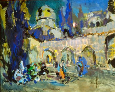 Danza, diseño escénico para el ballet de Cesare Pugni El caballito jorobado, 1912 de Konstantin Alekseevich Korovin