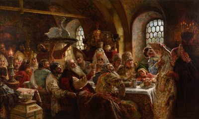 Un banquete de bodas en Boyar de Konstantin Makovsky