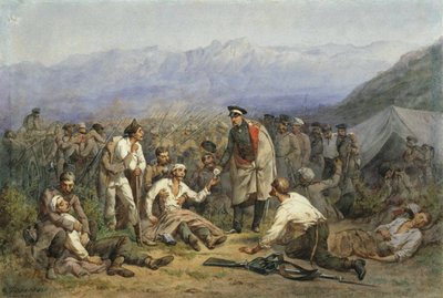 Después de la batalla. Escena de la guerra de Crimea de Konstantin Nikolaevich Filippov