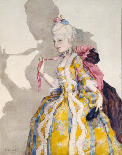 Diseño para un traje de marquesa para la bailarina Tamara Karsavina, 1924 de Konstantin Somov