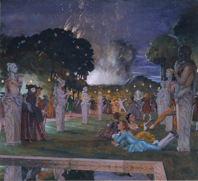 Fiestas en los alrededores de Venecia, 1930 de Konstantin Somov