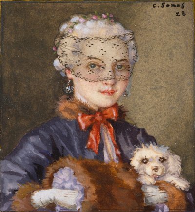 Dama con un perro, 1928 de Konstantin Somov