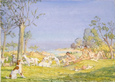 Paisaje con pastores y cabras, 1931 de Konstantin Somov