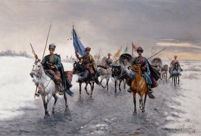 Un transporte de oro en Siberia (óleo sobre lienzo) de Konstantin Stoilov