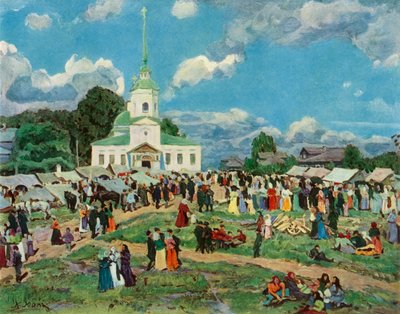 Un Día de Fiesta en el Pueblo, 1910, 1965 de Konstantin Yuon