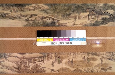 Arte Coreano: paisaje de las cuatro estaciones atribuido a Kim Tu Ryang (Tu-Ryang) (1686-1764) de Korean School