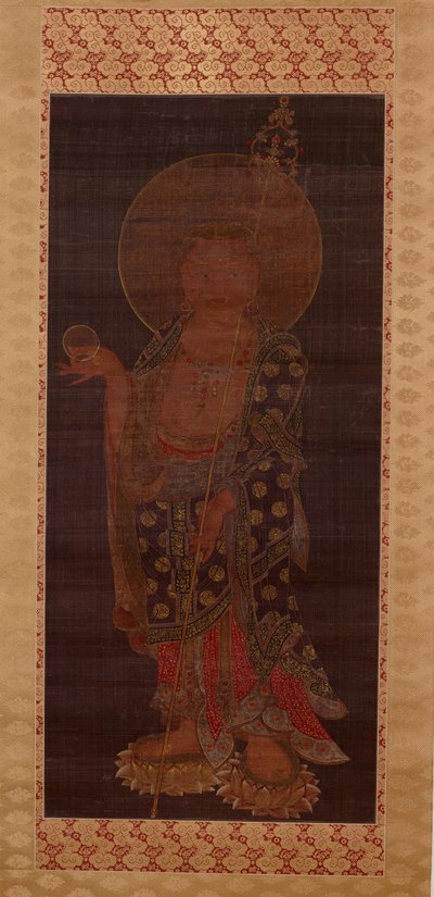 Bodhisattva Kshitigarbha (Jijang bosal), finales del siglo XIII o principios del XIV (tinta, color y oro sobre seda) de Korean School
