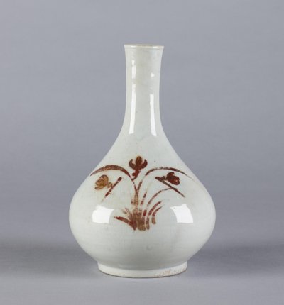 Botella con diseño floral, dinastía Yi de Korean School