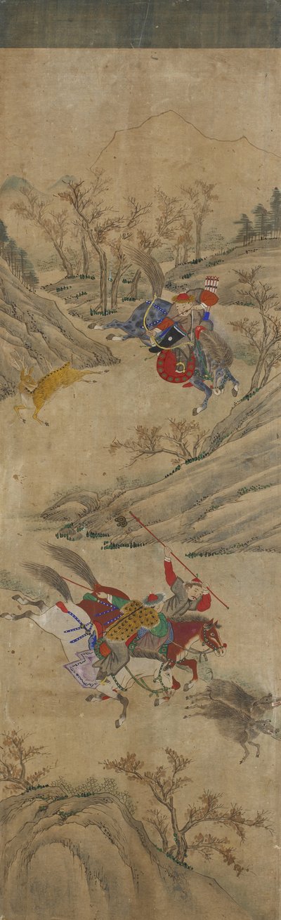 Escena de caza (3 jinetes y 2 jabalíes) de Korean School
