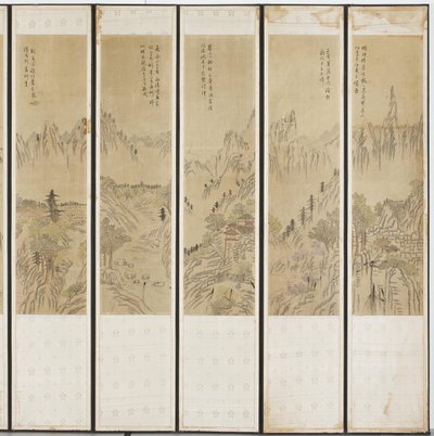 Escenas de paisajes, dinastía Choson de Korean School