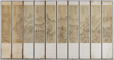 Escenas de paisajes, dinastía Choson de Korean School