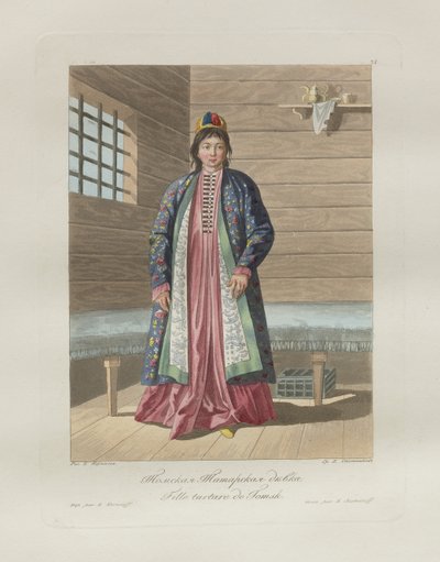 Chica tártara. De Les peuples de la Russie, 1812 de Korneev