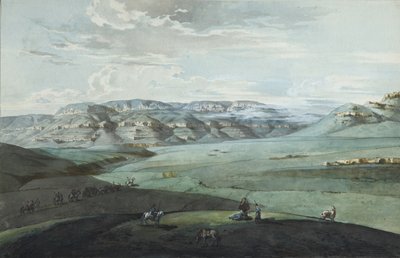 Vista de las Aguas Minerales del Cáucaso y la Fortaleza de Kislovodsk, 1805 de Korneev