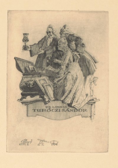 Ex libris es Sándor Turóczi Ex libris Sándor Turóczi (título sobre objeto) de Kornél Révész
