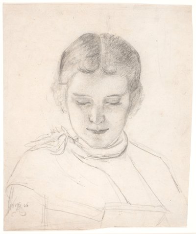La hermana del artista, Elizabeth Zahrtmann, leyendo de Kristian Zahrtmann