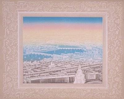 Vista aérea de Londres mostrando el puente de Waterloo y el puente de Blackfriars, c. 1845 de Kronheim and Co
