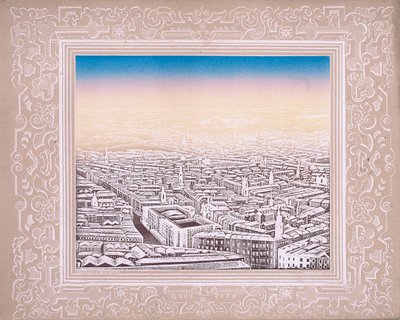 Vista aérea de Londres con borde decorativo, c. 1845 de Kronheim and Co