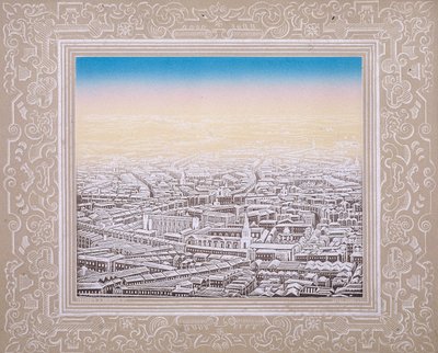 Vista aérea de Londres con borde decorativo, c. 1845 de Kronheim and Co
