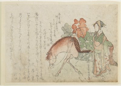 (Mujer con un caballo de carga), finales del siglo XVIII-principios del siglo XIX de Kubo Shunman