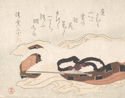 Cinturón y abanico sobre un trozo de tela, siglo XIX de Kubo Shunman