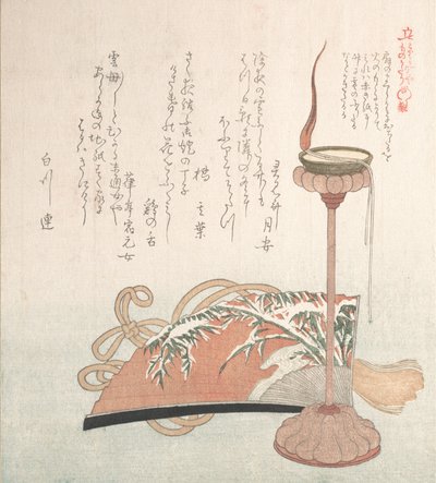 Candelero y abanico de Kubo Shunman