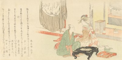Cortesana con cliente frente a un Tokonoma Alcove, 1798 de Kubo Shunman
