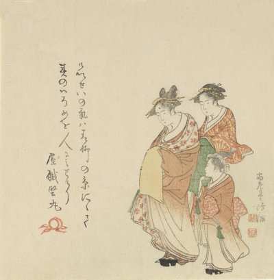 Cortesana con Dos Asistentes, 1797 de Kubo Shunman