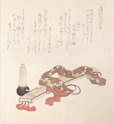 Koto arpa japonesa y órgano de lengüeta Sho, siglo XIX de Kubo Shunman