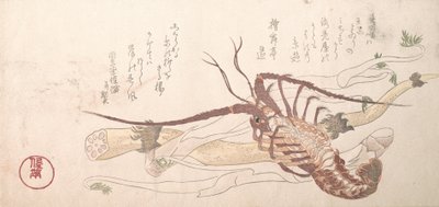 Langosta y vegetales, siglo XIX de Kubo Shunman