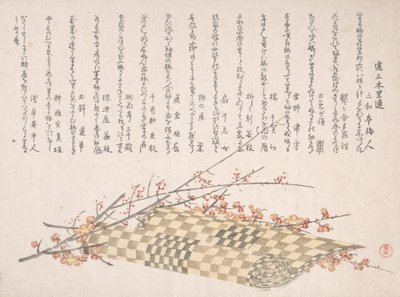 Ramas de Ciruela con Flores y una Estera Enrollada, siglo XIX de Kubo Shunman