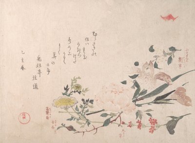 Rosa, Iris, Primavera y Margarita, 1815 de Kubo Shunman