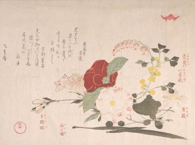 Colección Lluvia de Primavera Harusame shu, vol. 2: Flores Cortadas: Clematis, Bus..., Año del Buey 1815 de Kubo Shunman