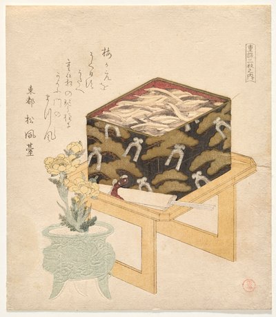 Bodegón de la serie The Three Tiered-Box of Food de Kubo Shunman