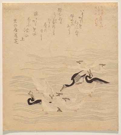 Donde se reunían y jugaban los cormoranes y las gaviotas, de la serie Tosa Nikki de Kubo Shunman