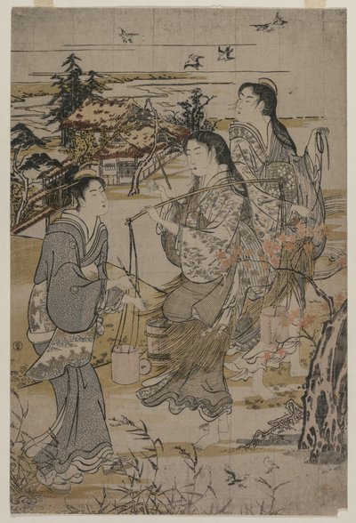Mujeres con cubos de sal, El río Noda Tama en la provincia de Mutsu, finales de 1780s de Kubo Shunman