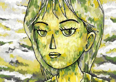 Una mujer al sol tipo 2 , 2023 (pintura digital) de Kunio Ota