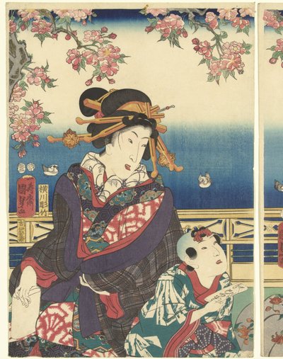 Prosperidad en las montañas a lo largo del río Sumida de Kunisada (II) , Utagawa