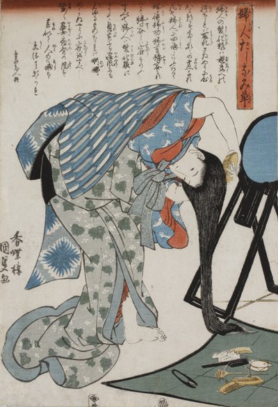 Mujer peinándose, 1847 de Kunisada