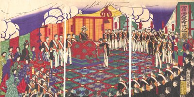 Vista de la emisión de la Constitución, marzo de 1889 de Kunitoshi